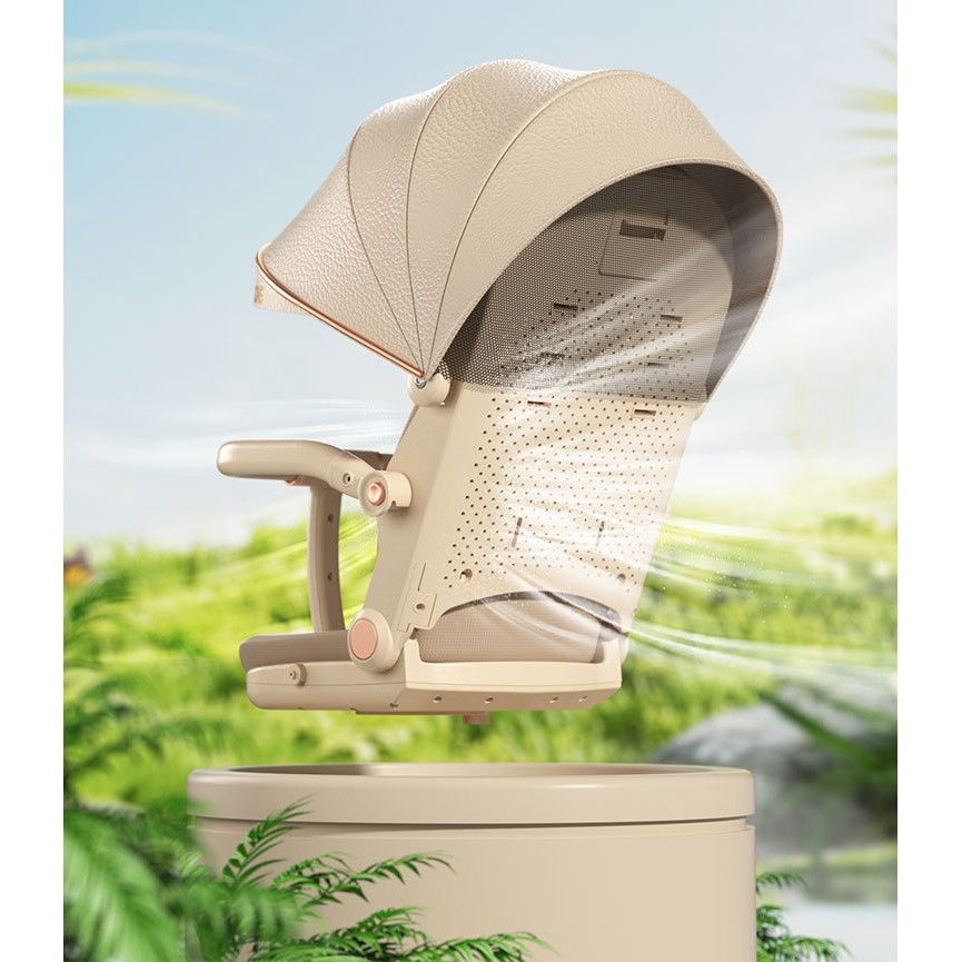 Carucior Sport Flippy 3in1, 6-36 Luni, Pliabil, Tavita pentru Masa, Pat de Dormit, Centura de Siguranta, Roti 360 Grade, Reversibil, Parasolar, Maner Reglabil, 64 x 35 x 100 cm, Gri/Verde [6]