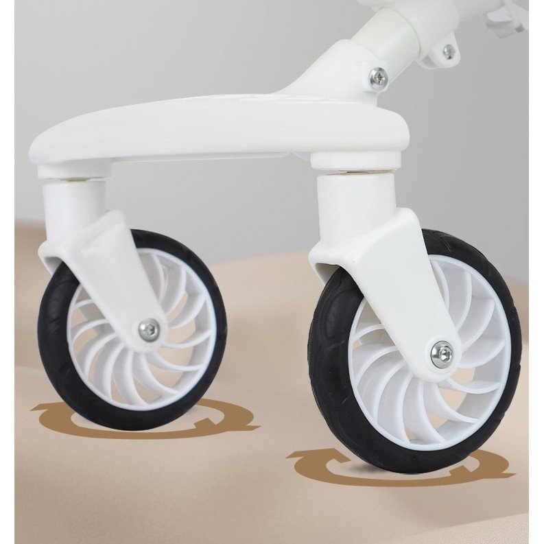 Carucior Sport Flippy 3in1, 6-36 Luni, Reversibil, Pliabil, Tavita pentru Masa, Pozitie de Somn, Centura de Siguranta, Roti 360, Suport Pahar, Copertina pentru Soare, 32x63x95cm, Alb, Model Ursulet [4]