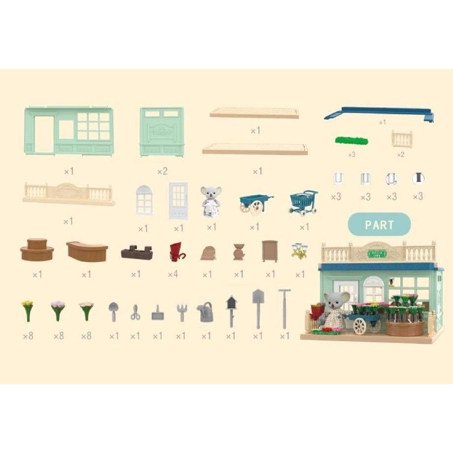 Casa de papusi, magazin cu flori, cu mobilier si figurine [2]