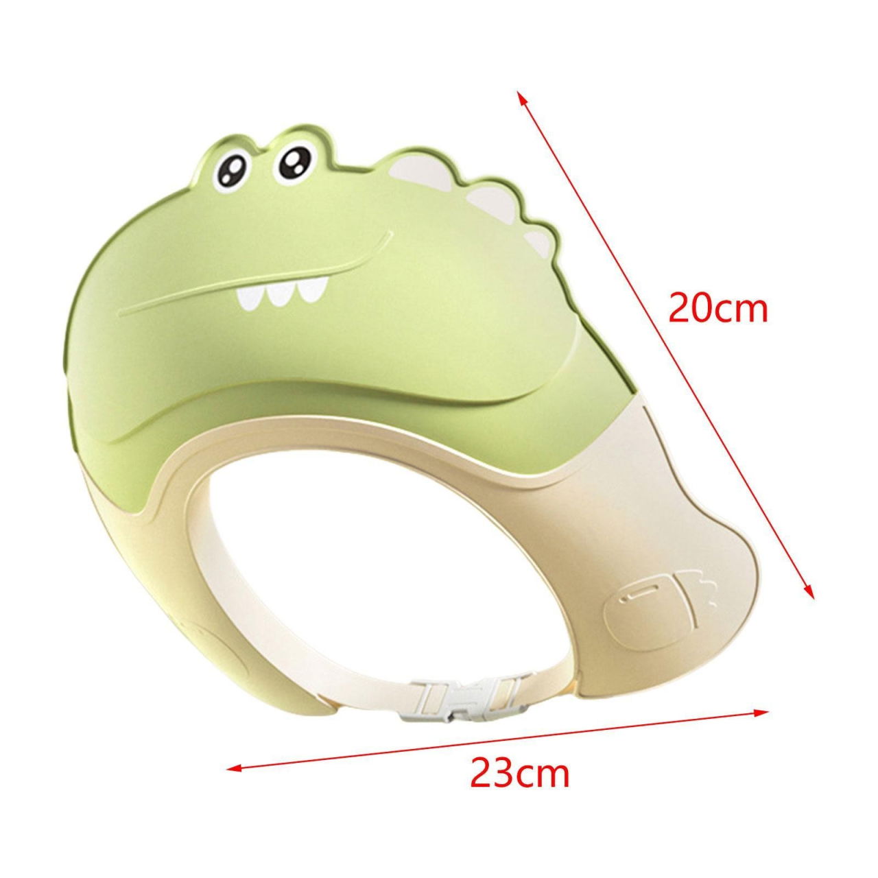 Casca de Dus, Flippy, Previne Scurgerea Apei si Samponului pe Fata, 0-12 Ani, Ajustabila, din TPE+PP, 20 x 23 cm, Model Crocodil, Verde [2]