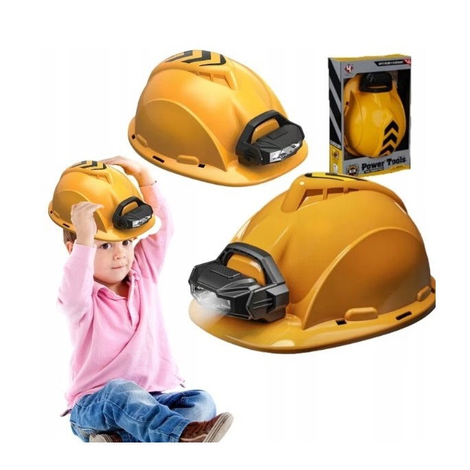 Casca Protectie cu Lanterna de Jucarie pentru Copii, Flippy, Material Plastic, Interactiv, Distractiv, 29.5x19.5x6.5 cm, Portocaliu [2]