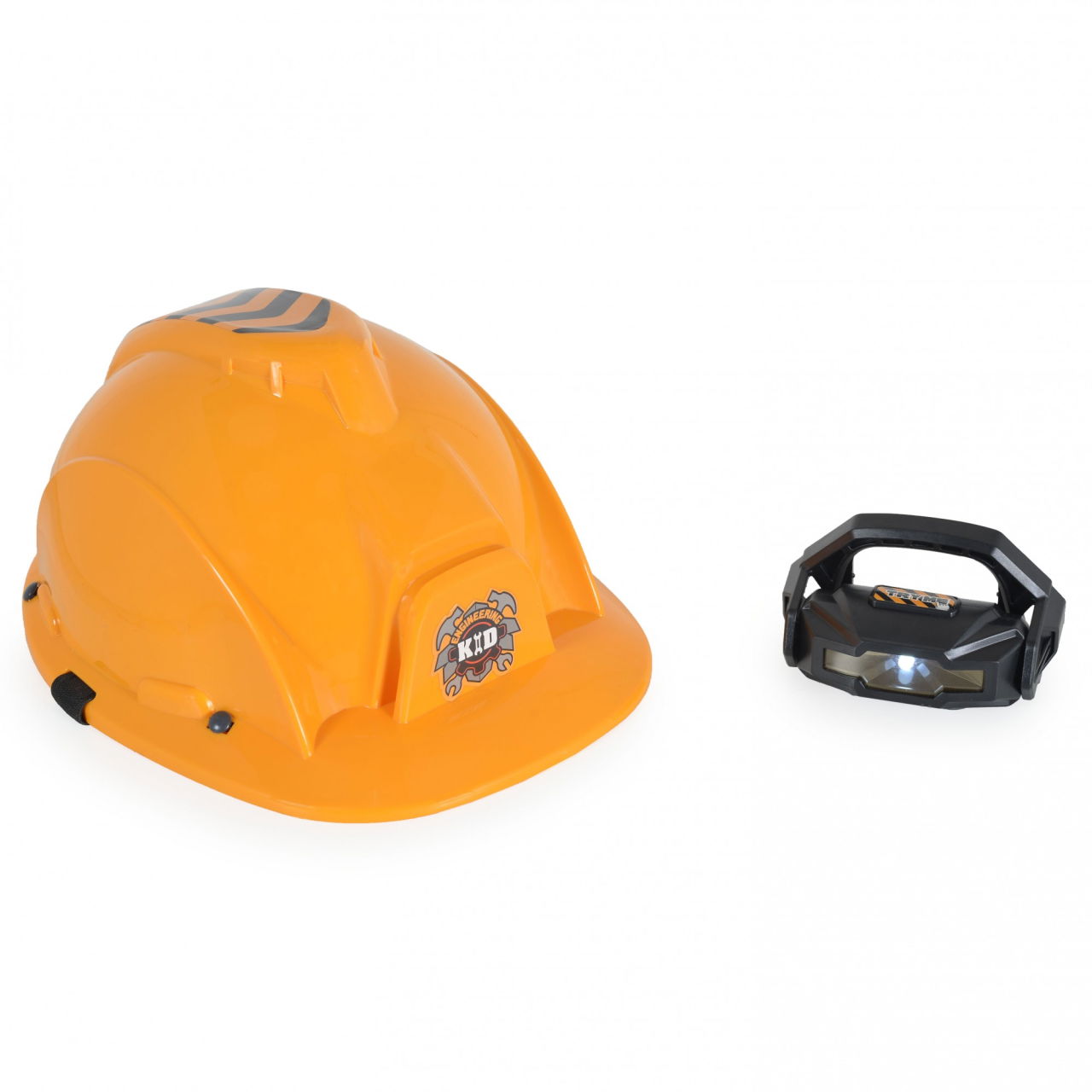 Casca Protectie cu Lanterna de Jucarie pentru Copii, Flippy, Material Plastic, Interactiv, Distractiv, 29.5x19.5x6.5 cm, Portocaliu [5]