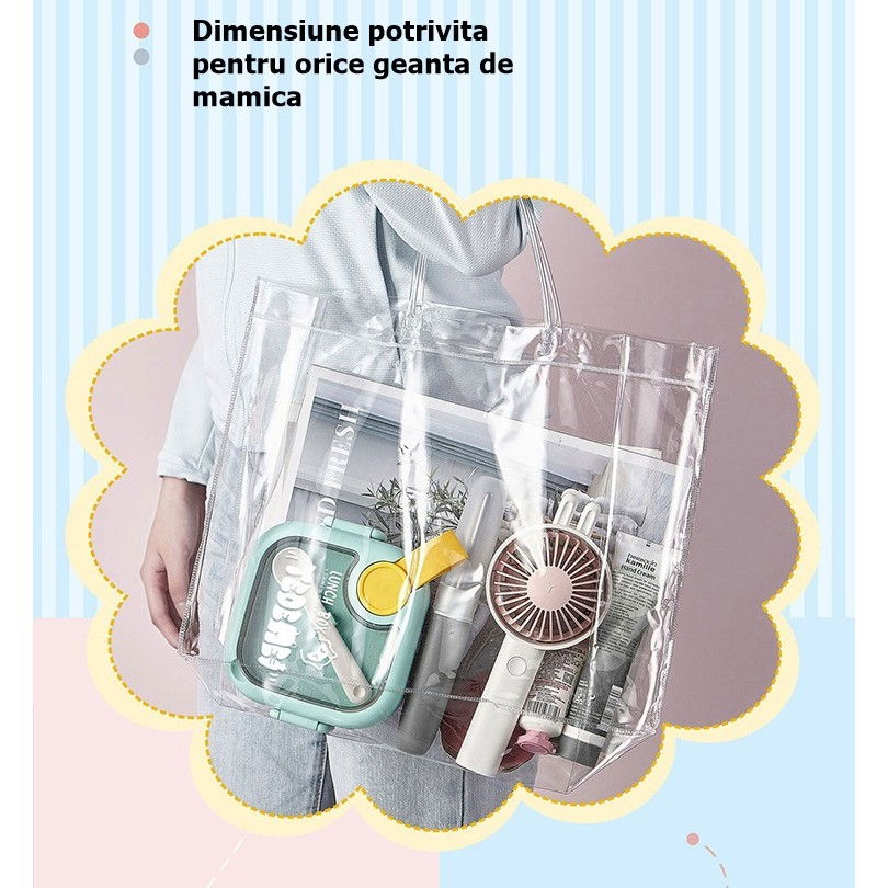 Caserola pentru copii Flippy, lunch box, 750 ml, doua boluri, lingura, foarfeca din plastic, rezistenta la scurgeri, Roz [6]