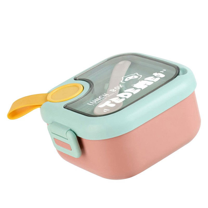 Caserola pentru copii Flippy, lunch box, 750 ml, doua boluri, lingura, foarfeca din plastic, rezistenta la scurgeri, Roz [1]