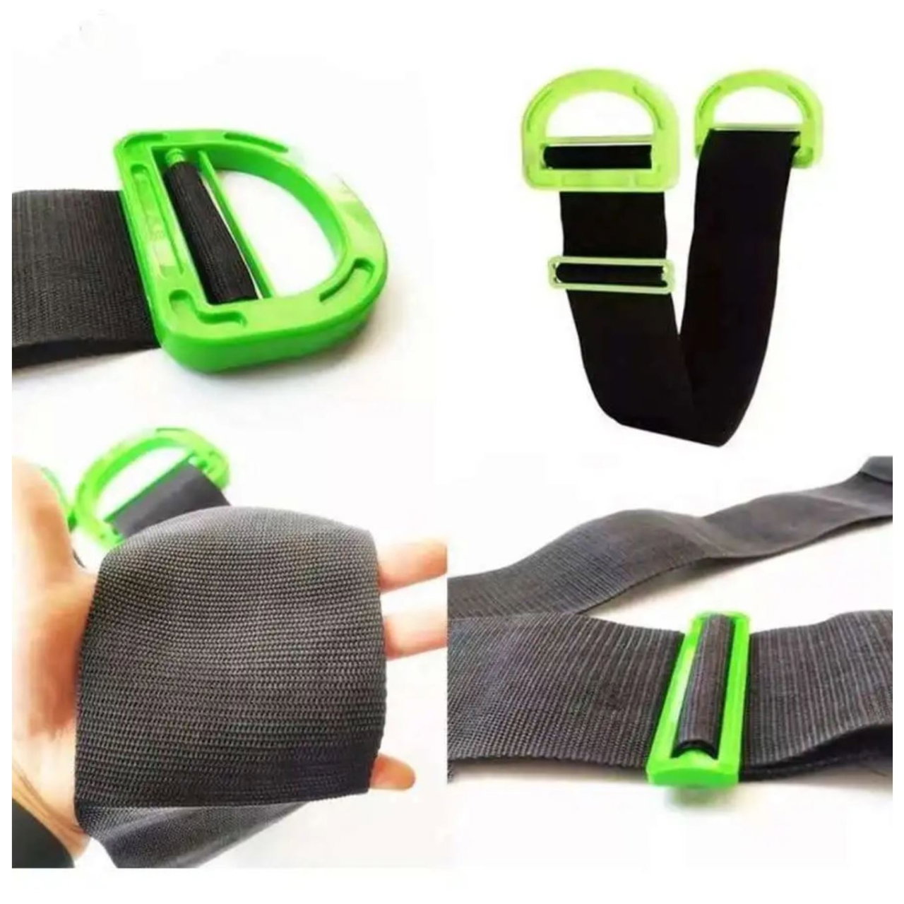 Chinga Tip Banda Elastica Pentru Transportul Obiectelor Grele, Flippy, Lungime Maxima 1.7 m, Greutate de Sustinere 100 kg, Negru/Verde [4]