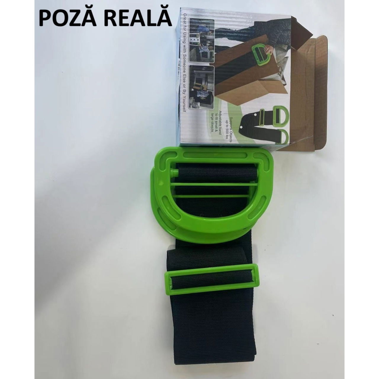 Chinga Tip Banda Elastica Pentru Transportul Obiectelor Grele, Flippy, Lungime Maxima 1.7 m, Greutate de Sustinere 100 kg, Negru/Verde [6]