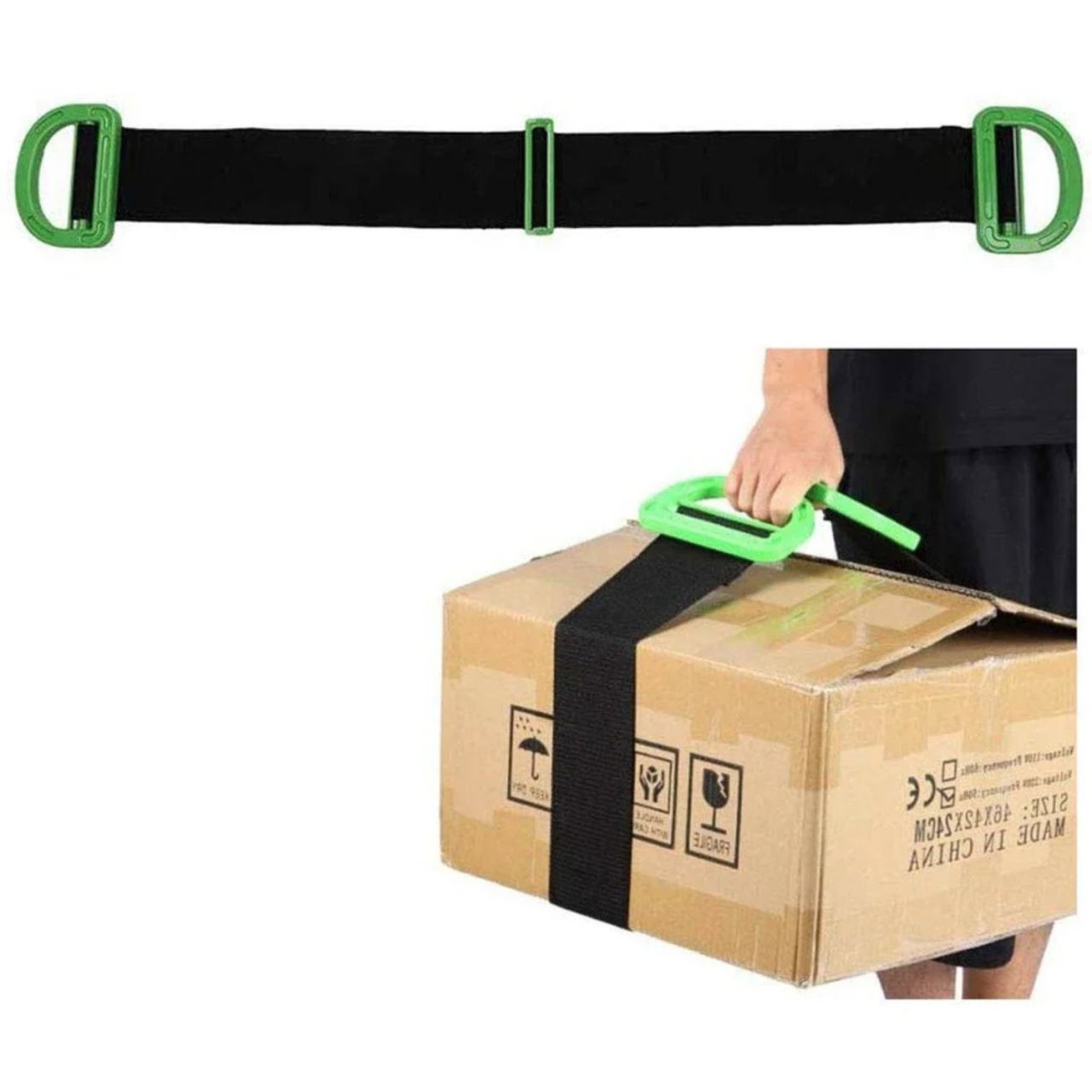 Chinga Tip Banda Elastica Pentru Transportul Obiectelor Grele, Flippy, Lungime Maxima 1.7 m, Greutate de Sustinere 100 kg, Negru/Verde [2]