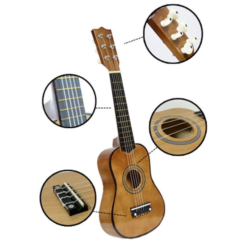 Chitara pentru Copii, Flippy, din Lemn si Plastic, pentru Incepatori, 63.5 x 22 x 5.8 cm, Bej [4]