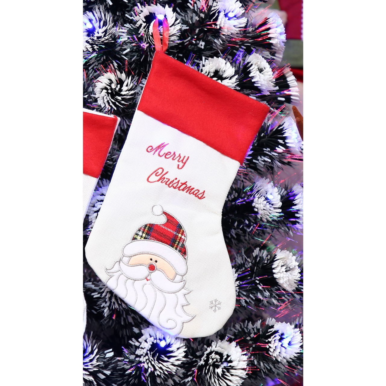 Ciorap Cadouri, culoare alba, imprimeu Mos Craciun, marimea 16x30 cm, Flippy [3]