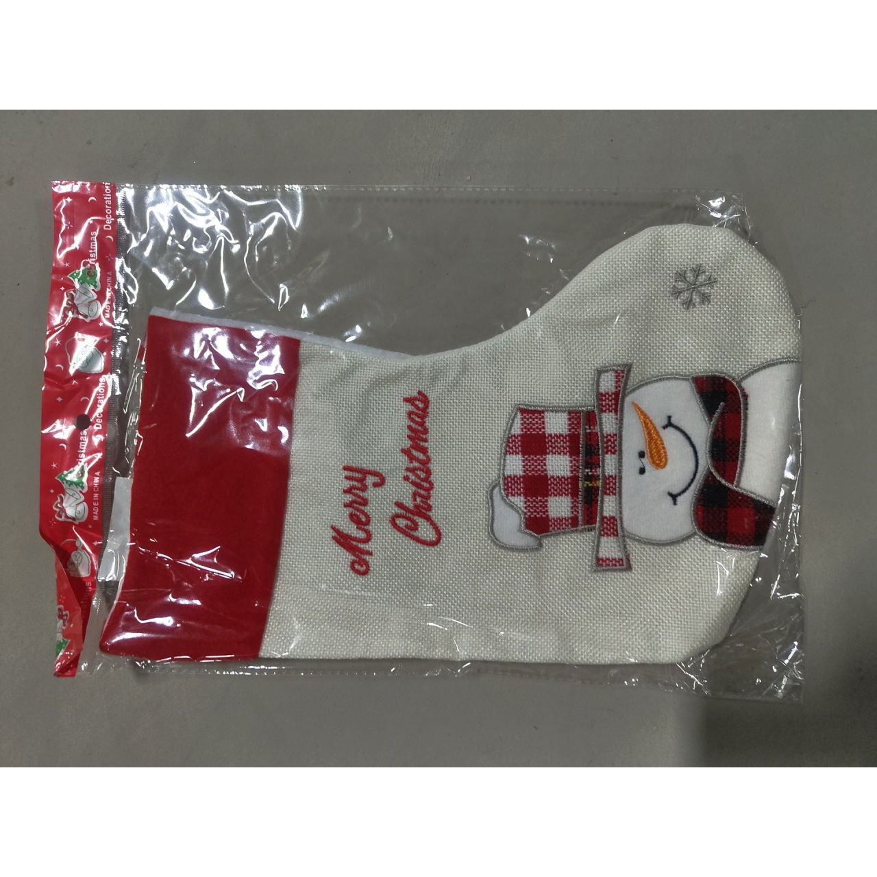 Ciorap Cadouri, Culoare Alba, Imprimeu Om de Zapada, Marimea 15x30 cm, Flippy [7]