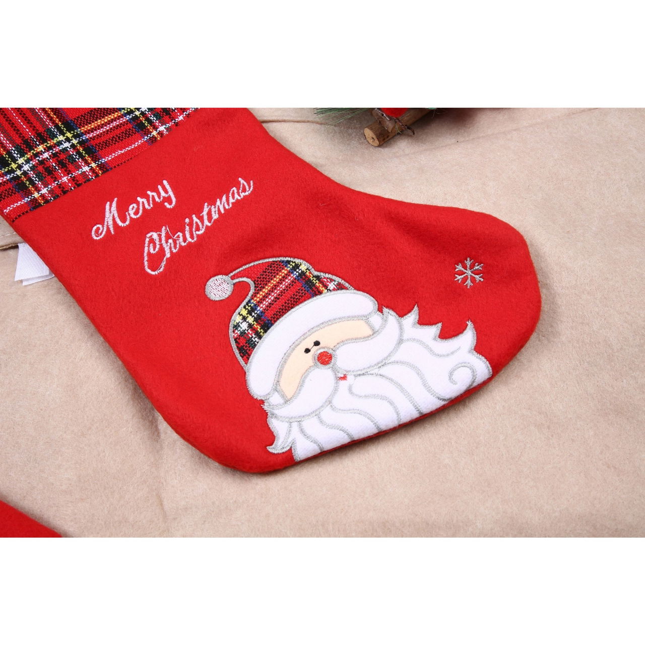 Ciorap Cadouri, culoare rosie, imprimeu Mos Craciun ,marimea 15x30 cm, Flippy [4]