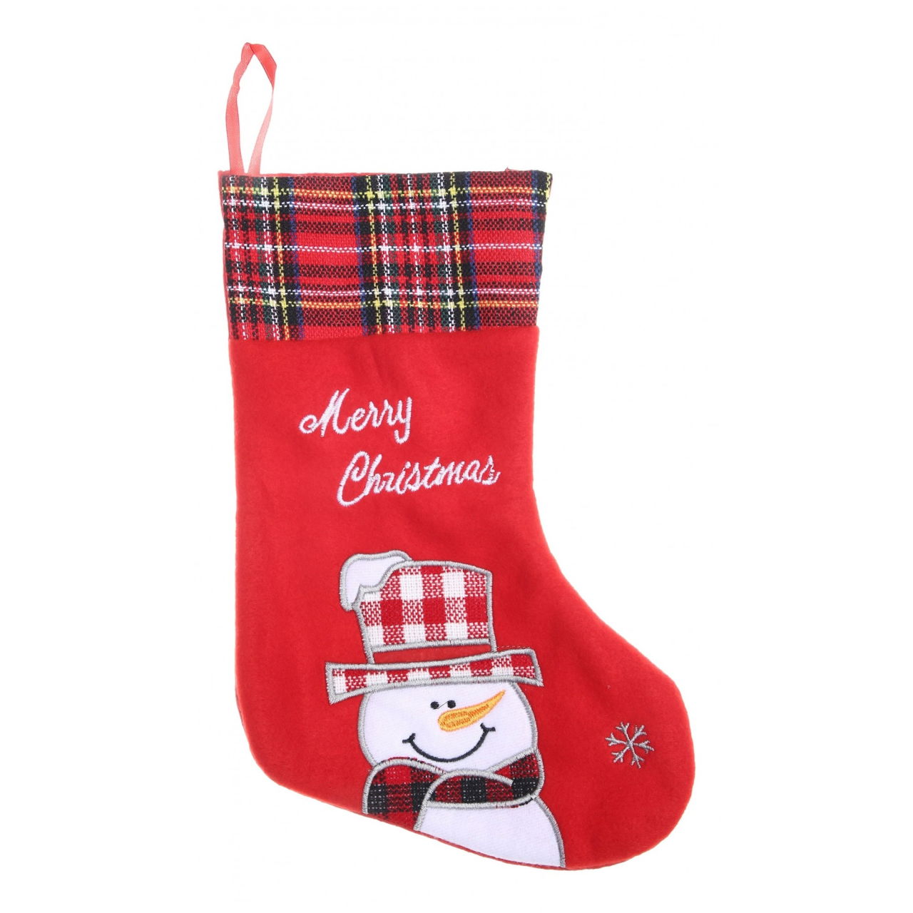 Ciorap Cadouri, culoare rosie, imprimeu om de zapada,marimea 15x30 cm, Flippy [1]