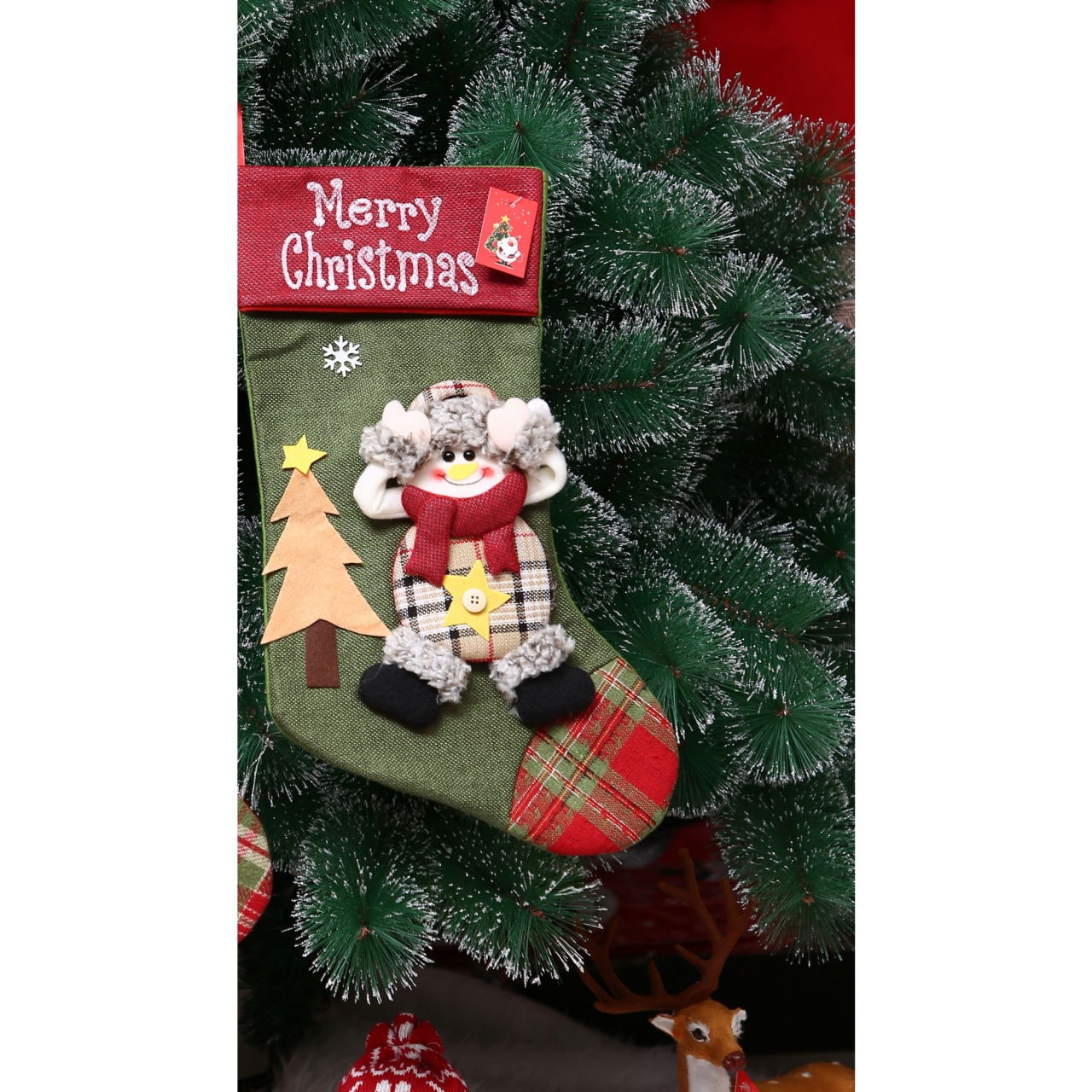 Ciorap Cadouri,Flippy,cu model elf,verde, marimea 20x40 cm, textil, interior [3]