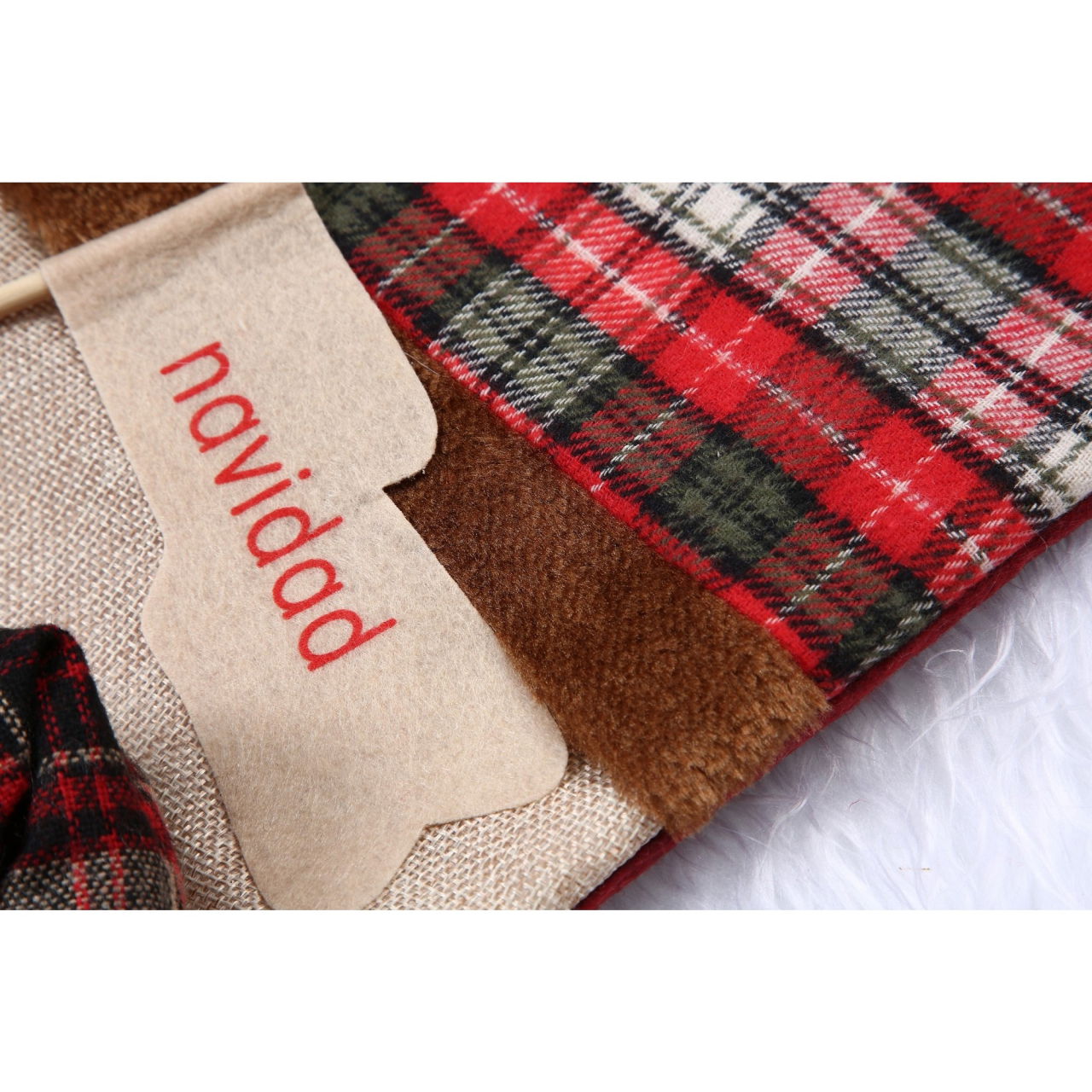 Ciorap Cadouri,Flippy,cu model Mos Craciun,crem, marimea 20x40 cm, textil, interior [3]