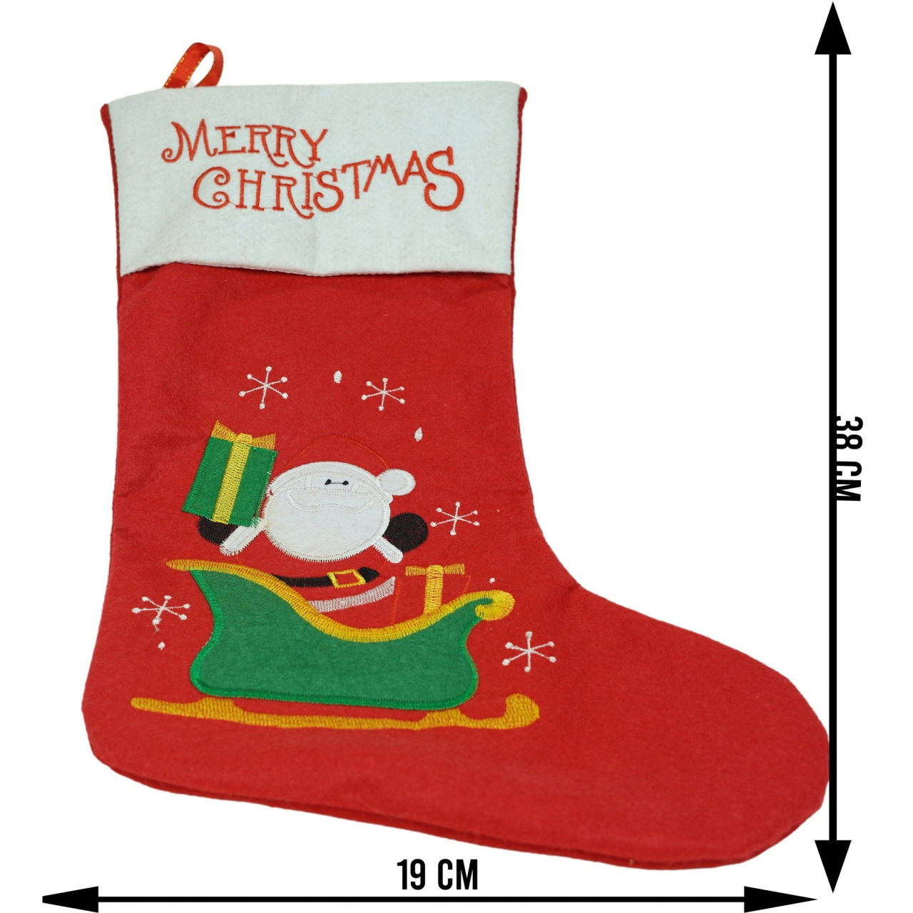 Ciorap Cadouri,Flippy,cu model Mos Craciun, rosu, marimea 19x38 cm, textil, interior [5]