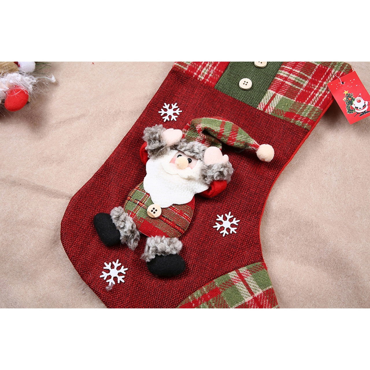 Ciorap Cadouri,Flippy,cu model Mos Craciun,rosu, marimea 20x30 cm, textil, interior [2]