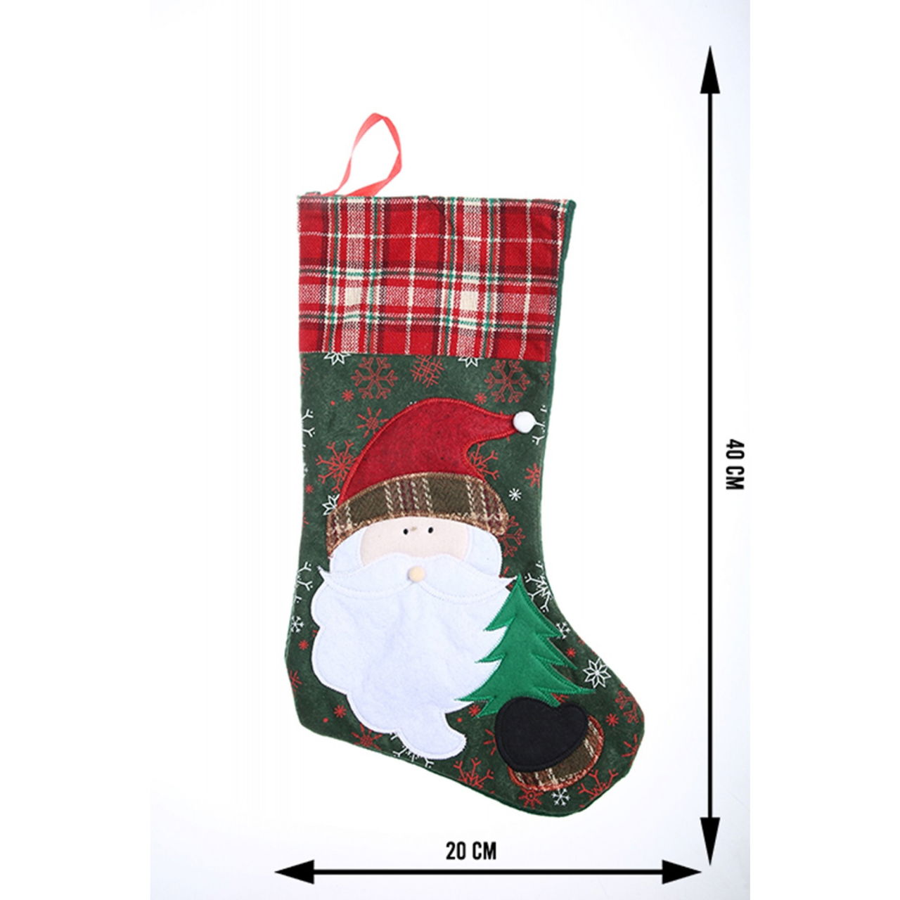 Ciorap Cadouri, Flippy,cu model Mos Craciun,verde, marimea 20x40 cm, textil, interior [5]