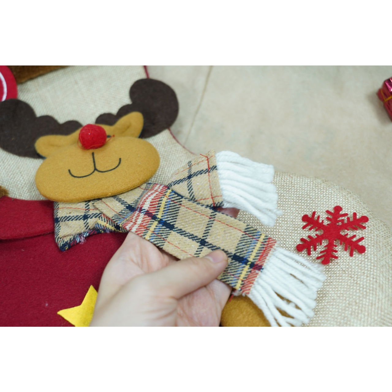 Ciorap Cadouri,Flippy,cu model ren,crem, marimea 20x40 cm, textil, interior [3]