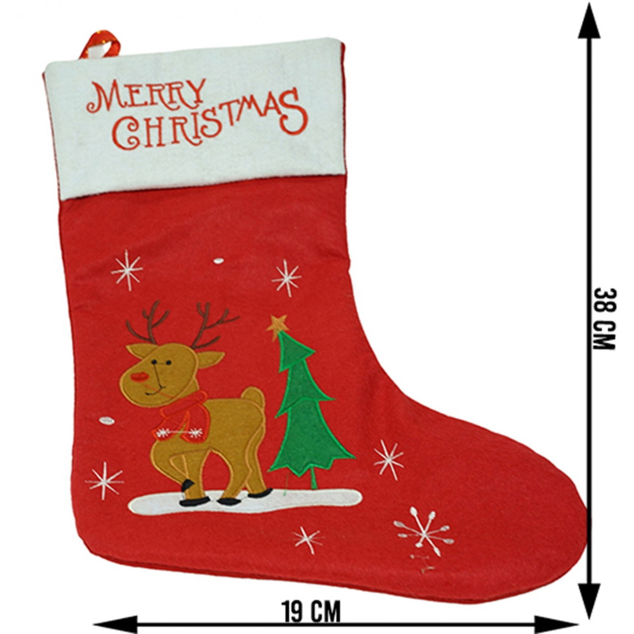 Ciorap Cadouri,Flippy,cu model ren,rosu, marimea 19x38 cm, textil, interior [6]