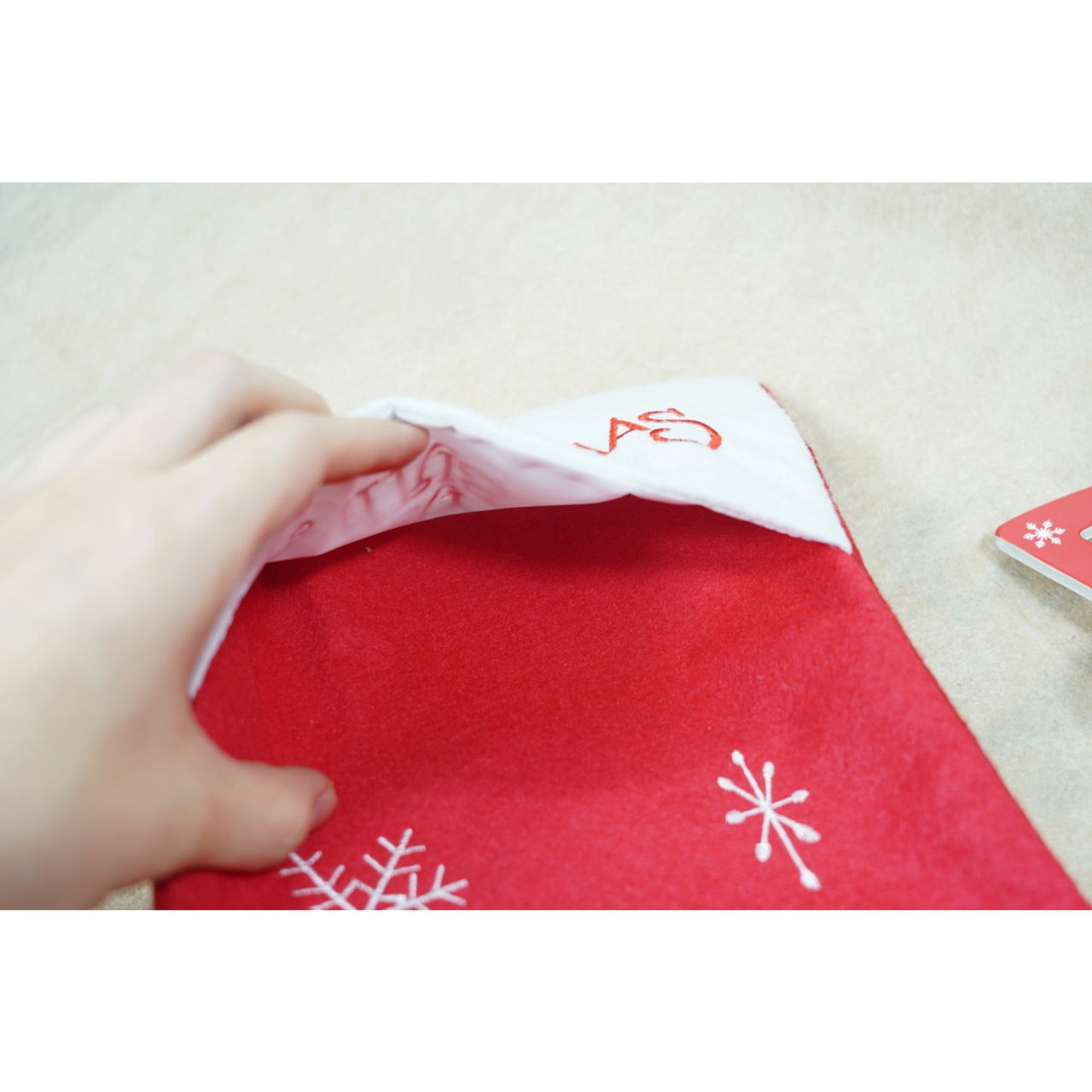 Ciorap Cadouri,Flippy,cu model ren,rosu, marimea 19x38 cm, textil, interior [5]