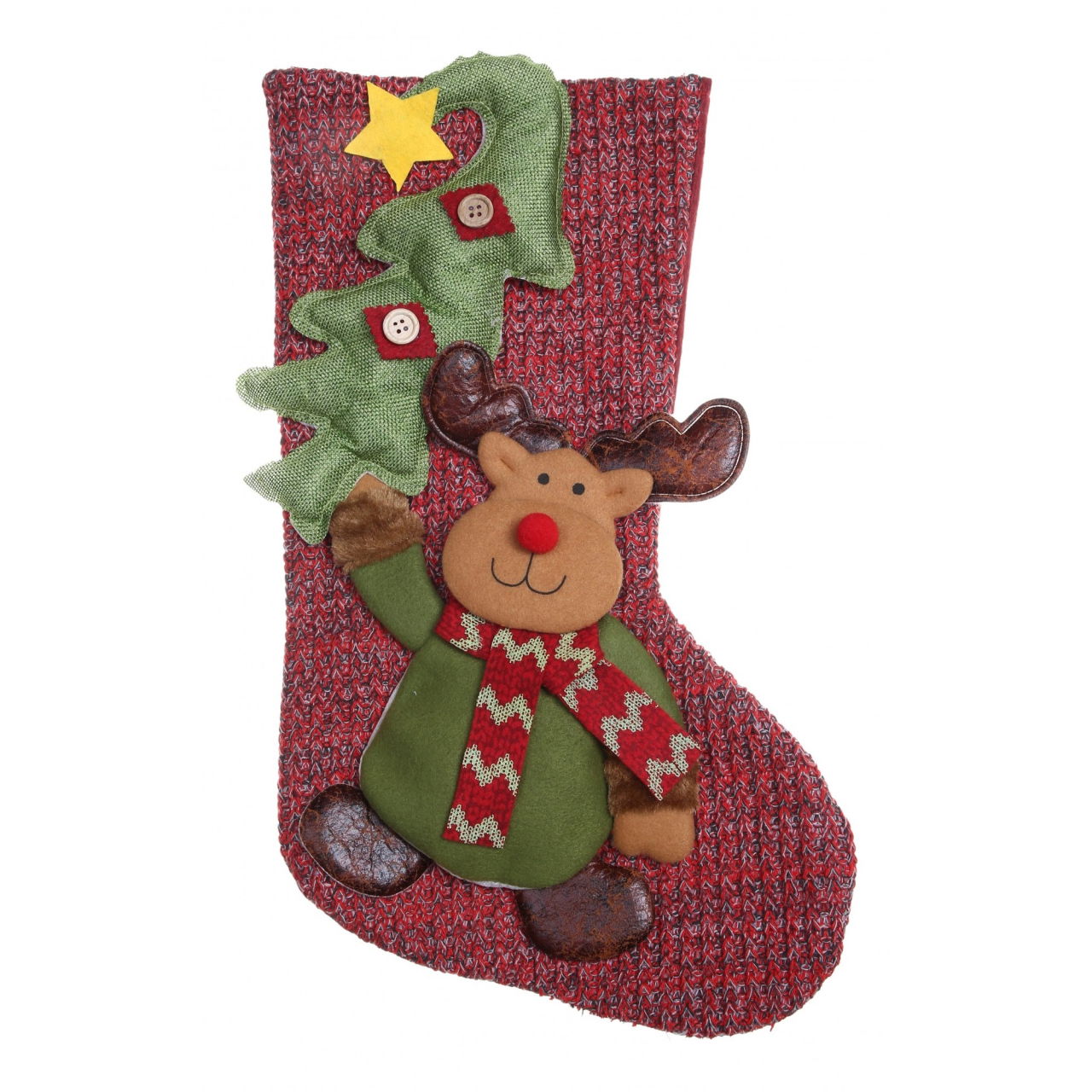 Ciorap Cadouri, Flippy, cu model ren, rosu, marimea 20x45 cm, textil, interior [1]