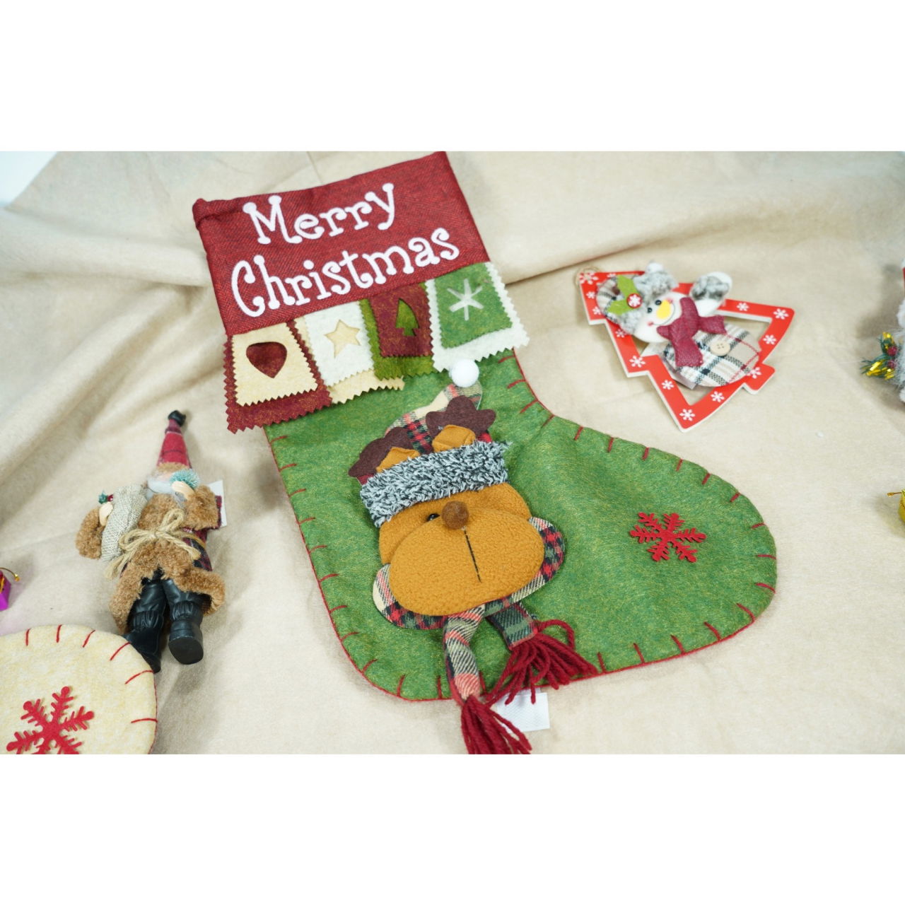 Ciorap Cadouri, Flippy,cu model ren,verde, marimea 20x40 cm, textil, interior [2]