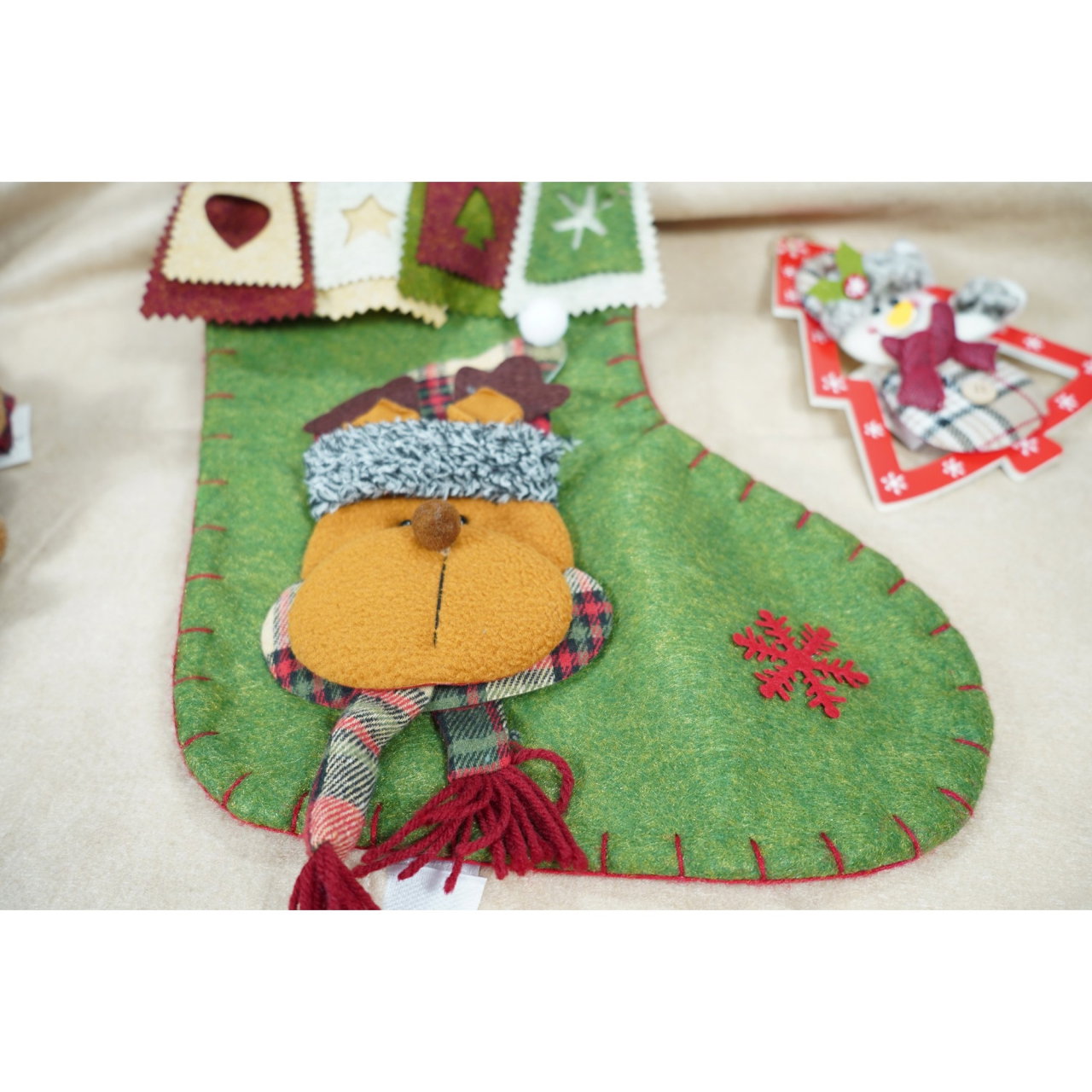 Ciorap Cadouri, Flippy,cu model ren,verde, marimea 20x40 cm, textil, interior [3]