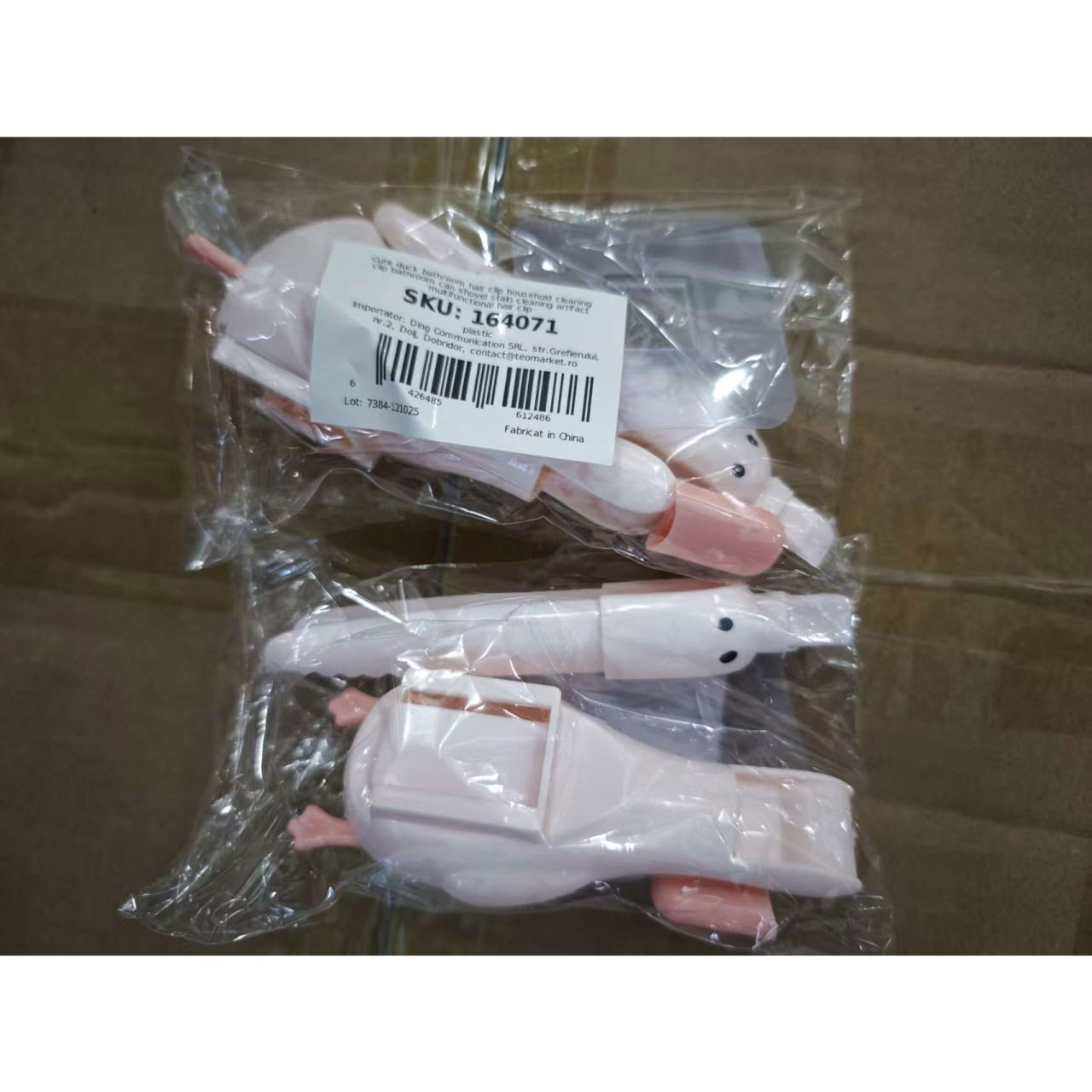 Cleste Multifunctional, Flippy, 2in1, Cleste pentru Parul Cazut si Mini Racleta pentru Depuneri, din ABS, Model Rata, Roz [2]