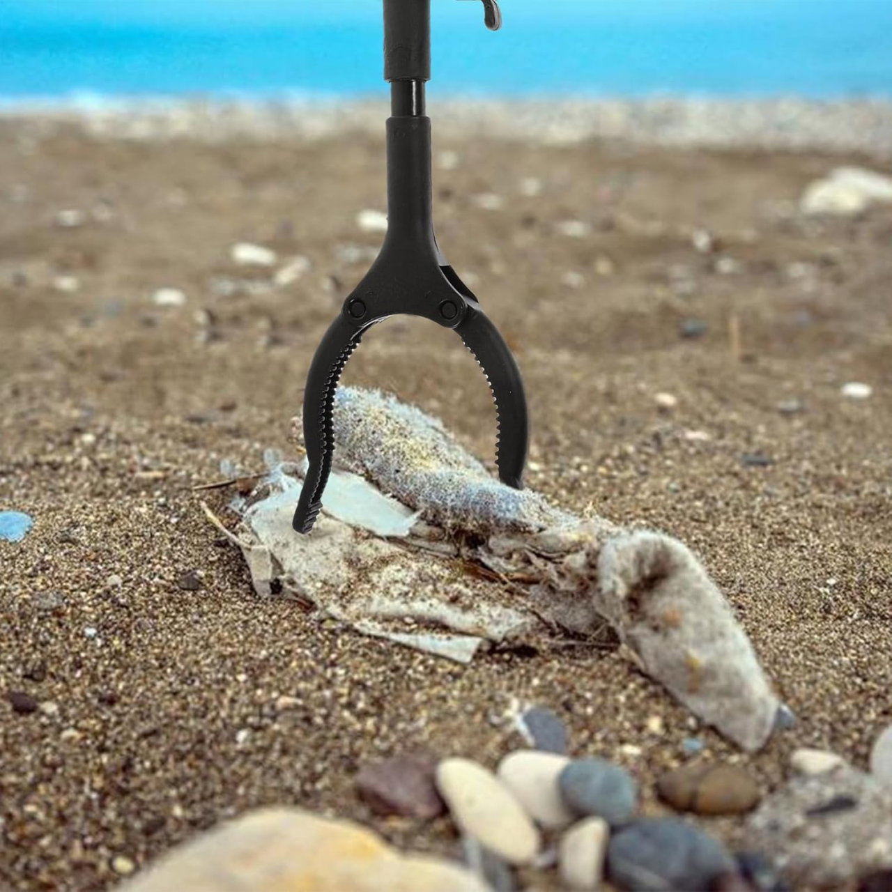 Cleste pentru Colectarea Deseurilor, Flippy, din Metal si Plastic, 30 cm, Fara Maini Murdare, Negru/Rosu [4]