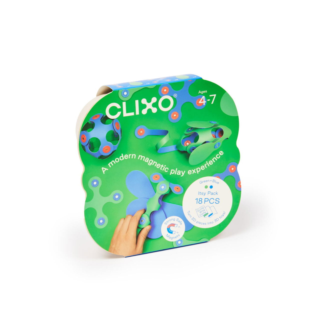 Clixo® joc magnetic de construit - Itsy Albastru & Verde (18 piese) [2]
