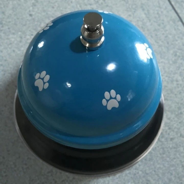 Clopotel Metalic Multifunctional, Flippy, Alastru cu Imprimeu Labuta Alba, 7.5x7.5x6.5 cm, Dresaj, Receptie, Restaurante [4]