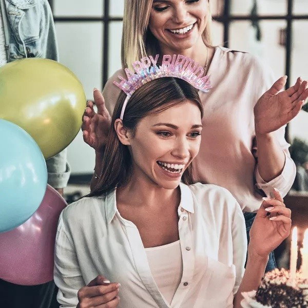 Coronita Decorativa pentru Petreceri, Flippy, Tema Aniversare, Model Happy Birthday, Marime Universala, Rose [2]