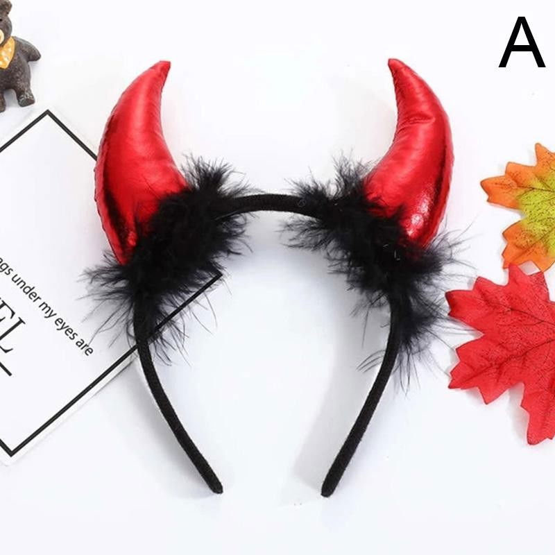 Coronita Deghizare, Flippy, Model Cornite Devil, Rosu Satinat cu Puf Negru, Marime Universala [5]