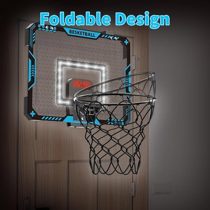 Cos de Baschet pentru Copii, Flippy, cu Tablou de Bord Electronic, Minge, Pompa, 2 Moduri, Interior/Exterior, Inel Metalic si Rabatabil cu Arc, Luminos, 41x31x5 cm, Multicolor [3]