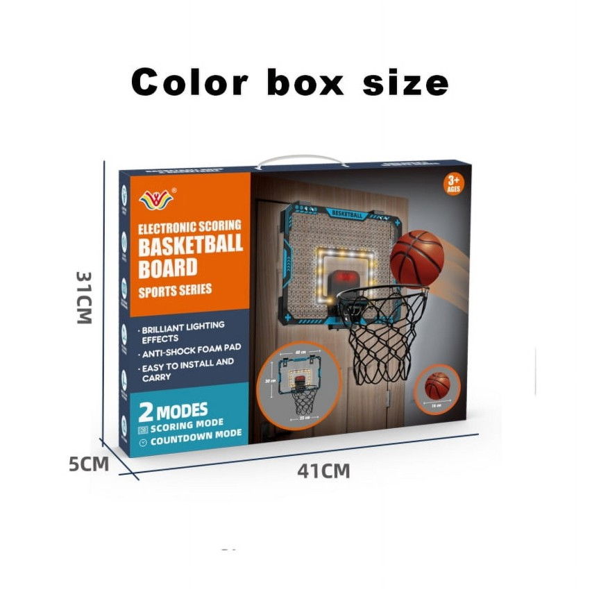 Cos de Baschet pentru Copii, Flippy, cu Tablou de Bord Electronic, Minge, Pompa, 2 Moduri, Interior/Exterior, Inel Metalic si Rabatabil cu Arc, Luminos, 41x31x5 cm, Multicolor [13]