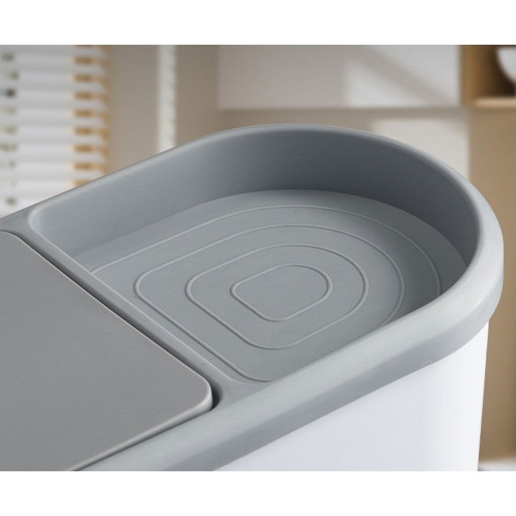 Cos de Gunoi, Flippy, din Plastic, Capac cu Ridicare Automata, Maner si Compartiment Depozitare, 31.5 x 14 x 30 cm, Gri [5]