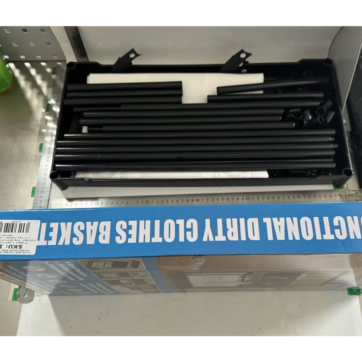 Cos de Rufe, Flippy, 3 Rafturi, 4 Cosuri, Cadru de Otel Inoxidabil, 123x44x57 cm, Negru [2]