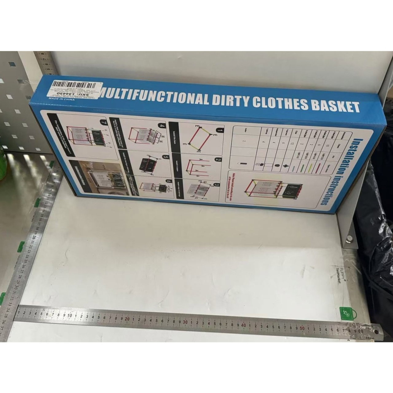 Cos de Rufe, Flippy, cu 2 Etaje, 4 Cosuri, Cadru de Otel Inoxidabil, 97x44x57 cm, Negru [7]