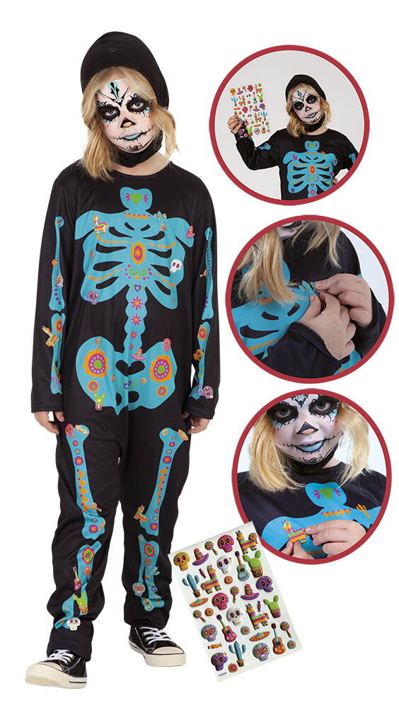 Costum de carnaval cu autocolante - Schelet infricosator [1]