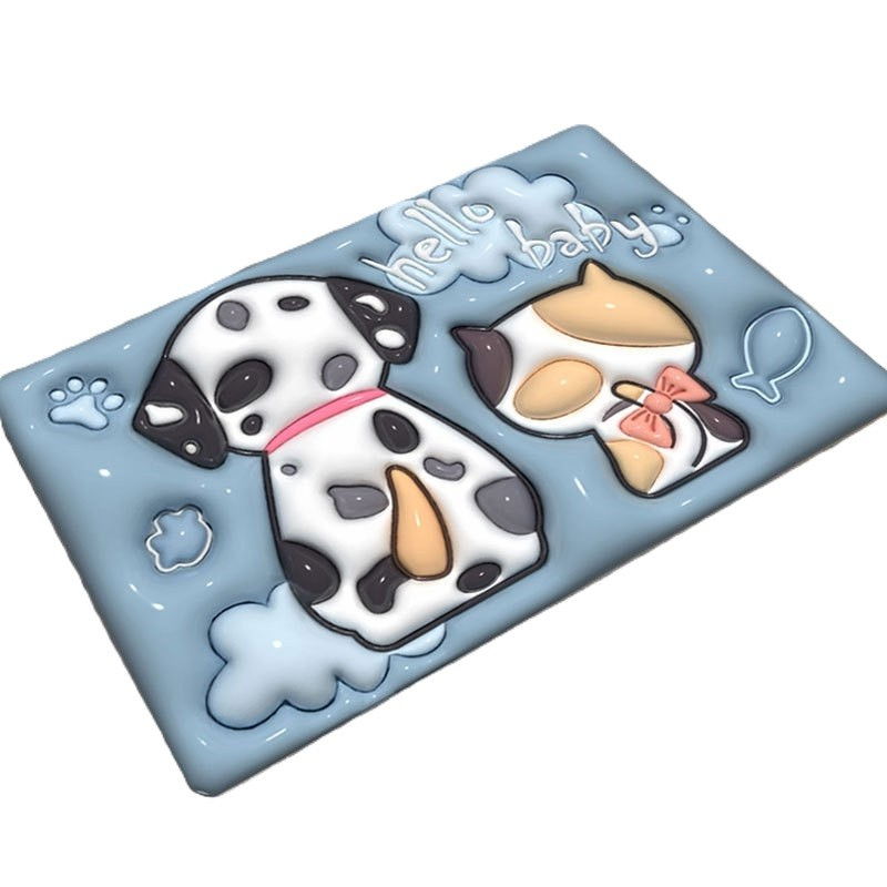 Covor de Baie, Flippy, 3D, din Spuma, Antialunecare, Absorbant, 40 x 60 cm, Model Catel si Pisica, Multicolor [1]