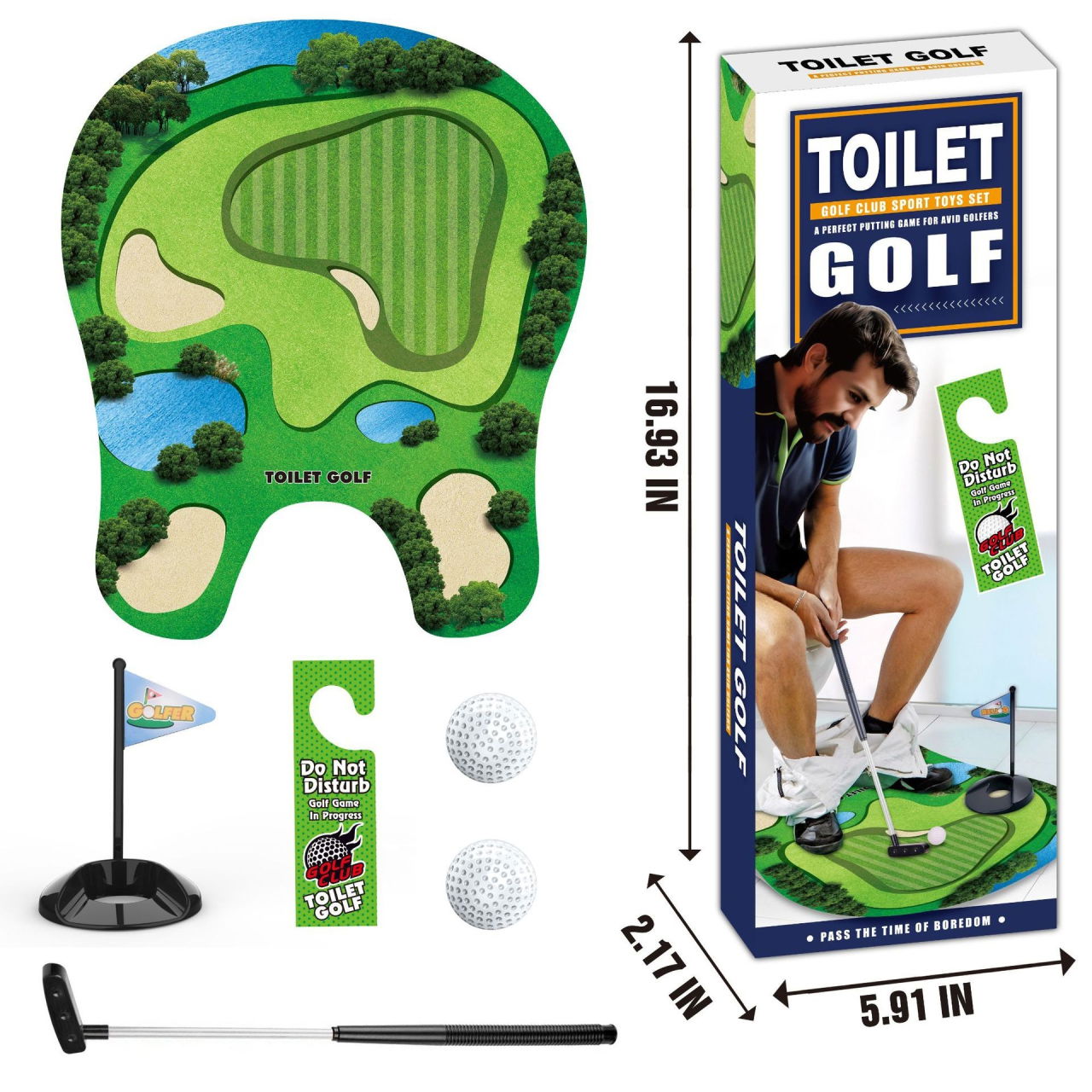 Covoras de Baie, Flippy, Model Teren de Golf, Interactiv, +14 Ani, din PVC, 80 x 69 cm, Verde [4]
