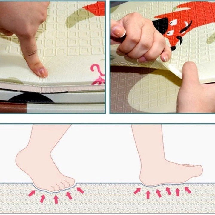 Covoraș de Joaca pentru Copii Termic cu 2 Fete, Flippy, Model Lumea Animalelor si Calatorie pe mare, cu Spuma, Impermeabil, Antiderapant, 200x180 x 0.8 cm, Multicolor [2]