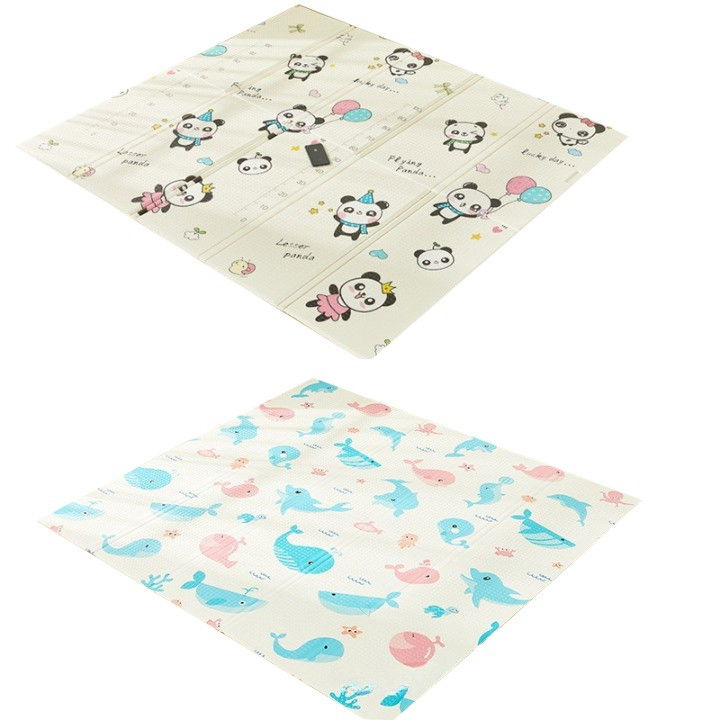 Covoras de Joaca pentru Copii Termic cu 2 Fete, Flippy, Model Ursuleți si Delfini, cu Spuma, Impermeabil, Antiderapant, 200cm x 180cm x 1cm [1]