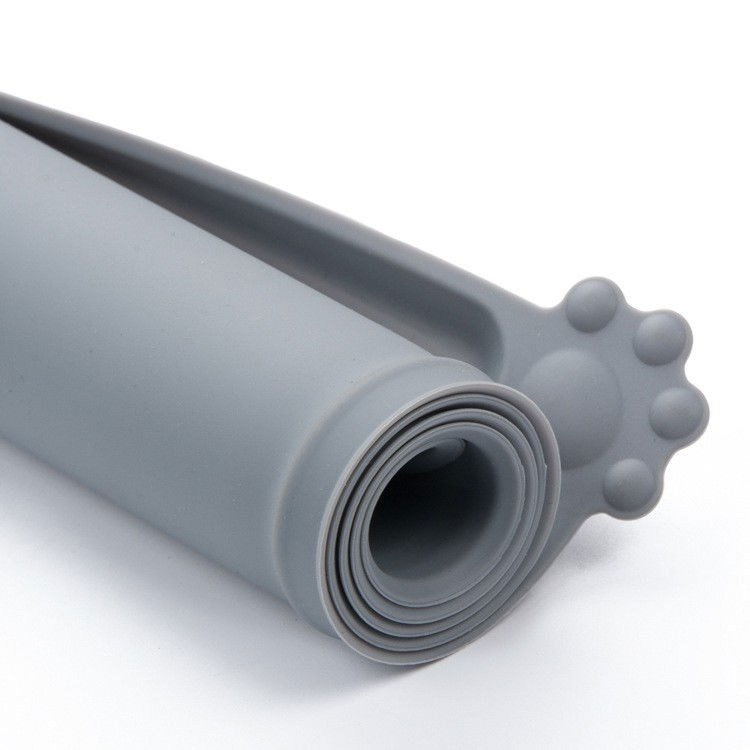 Covoras din silicon pentru animale Flippy, pentru bol de apa si mancare, antiderapant, margini ridicate pentru a mentine apa, 48.5x30 cm, Gri [5]