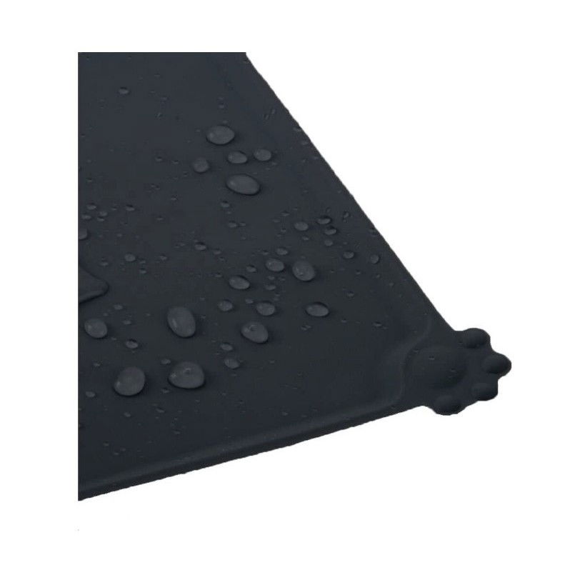 Covoras din silicon pentru animale Flippy, pentru bol de apa si mancare, antiderapant, margini ridicate pentru a mentine apa, 48.5x30 cm, Negru [4]