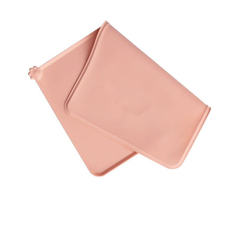 Covoras din silicon pentru animale Flippy, pentru bol de apa si mancare, antiderapant, margini ridicate pentru a mentine apa, 48.5x30 cm, Roz [3]