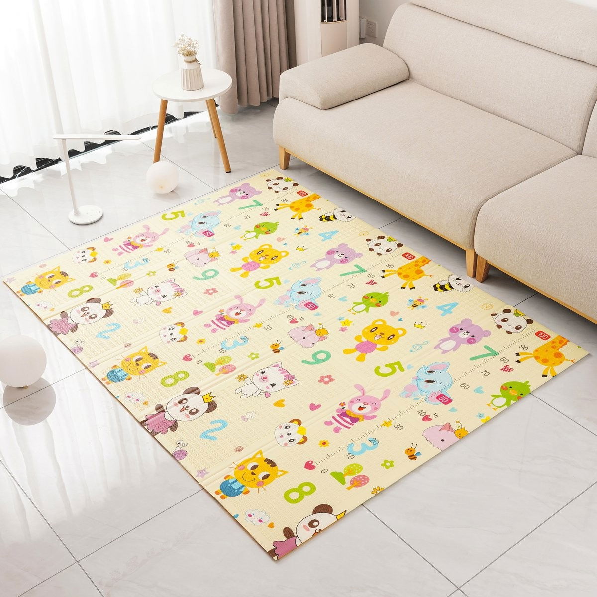 Covoras pentru Copii, Flippy, cu 2 Fete, Model Animale Marine/Exotice, din XPE+PE, Impermeabil, Antiderapant, Protectie Termica, +3 Luni, Pliabil, 150 x 200 x 1.5 cm, Multicolor [4]