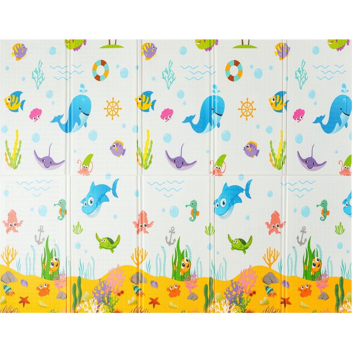 Covoras pentru Copii, Flippy, cu 2 Fete, Model Animale Marine/Exotice, din XPE+PE, Impermeabil, Antiderapant, Protectie Termica, +3 Luni, Pliabil, 180 x 200 x 1.5 cm, Multicolor [6]
