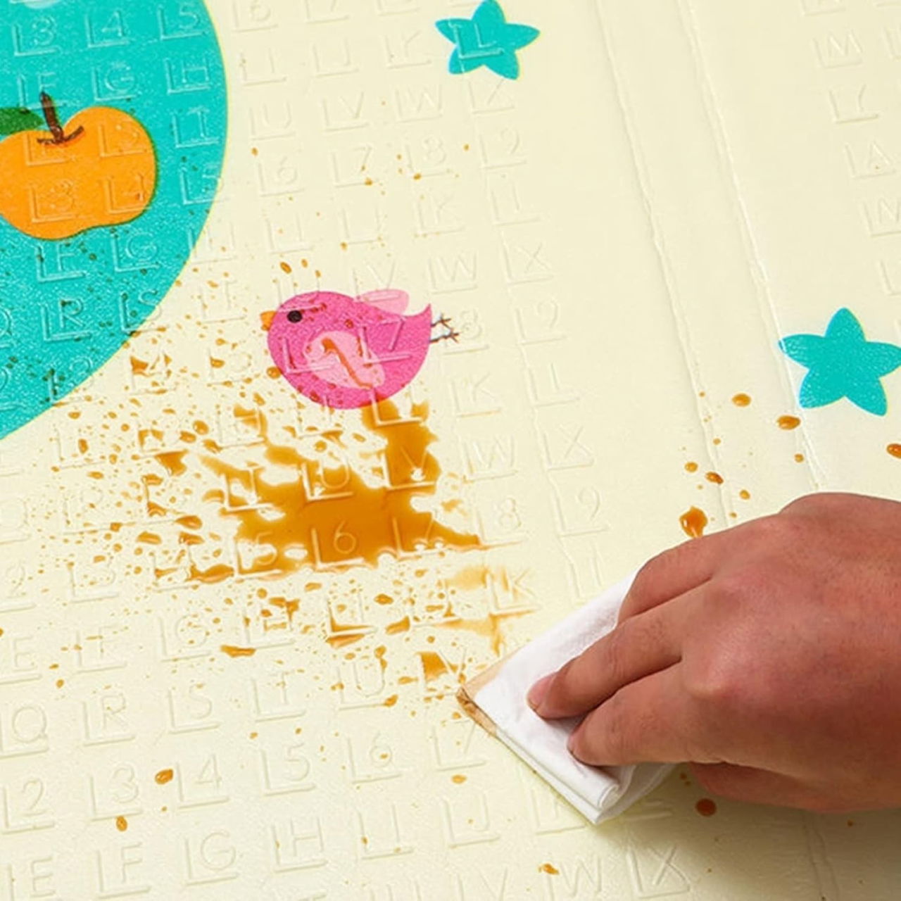 Covoras pentru Copii, Flippy, cu 2 Fete, Model Casute in Copaci/Iepurasi, din XPE+PE, Impermeabil, Antiderapant, Protectie Termica, +3 Luni, Pliabil, 180 x 200 x 1.5 cm, Multicolor [4]