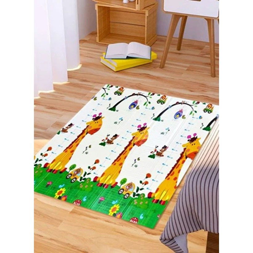 Covoras pentru Copii, Flippy, cu 2 Fete, Model Trafic/Girafe, din XPE+PE, Impermeabil, Antiderapant, Protectie Termica, +3 Luni, Pliabil, 180 x 200 x 1 cm, Multicolor [3]
